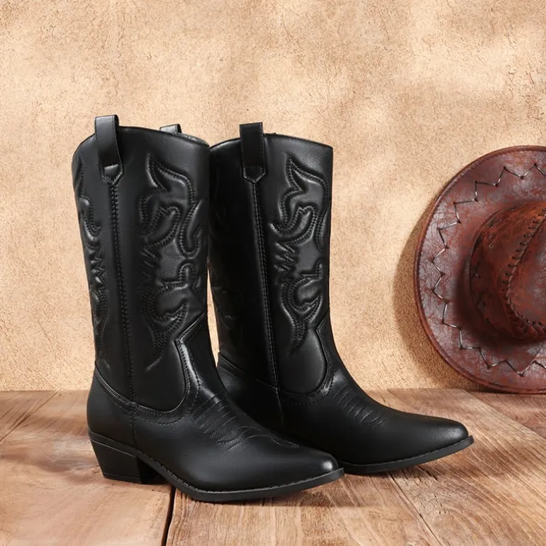 Mid Calf Western Cowboy Boots
