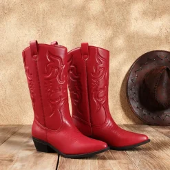 Mid Calf Western Cowboy Boots