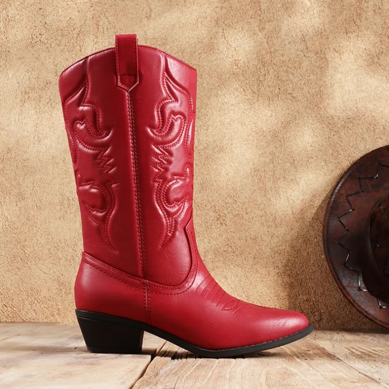 Mid Calf Western Cowboy Boots