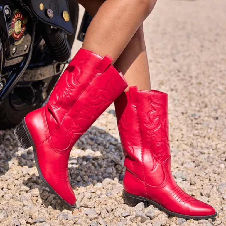 Mid Calf Western Cowboy Boots