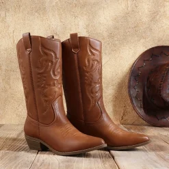 Mid Calf Western Cowboy Boots