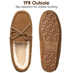 Moccasin Slippers with Faux Fur