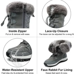 Non-Slip Mid Calf Faux Fur Snow Boots