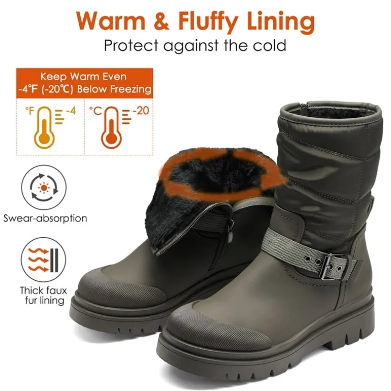 Non-Slip Mid-Calf Waterproof Snow Boots