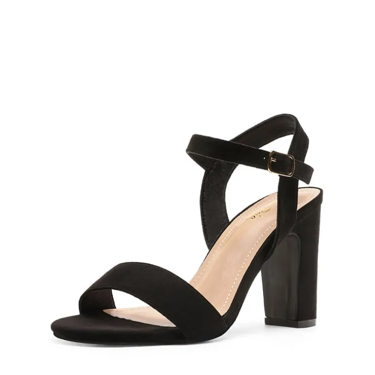 Open Toe Ankle Strap Chunky Heel Sandals