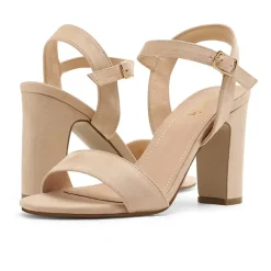 Open Toe Ankle Strap Chunky Heel Sandals