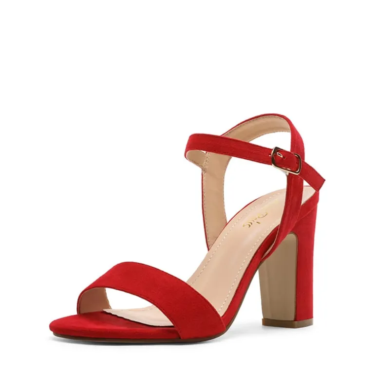 Open Toe Ankle Strap Chunky Heel Sandals