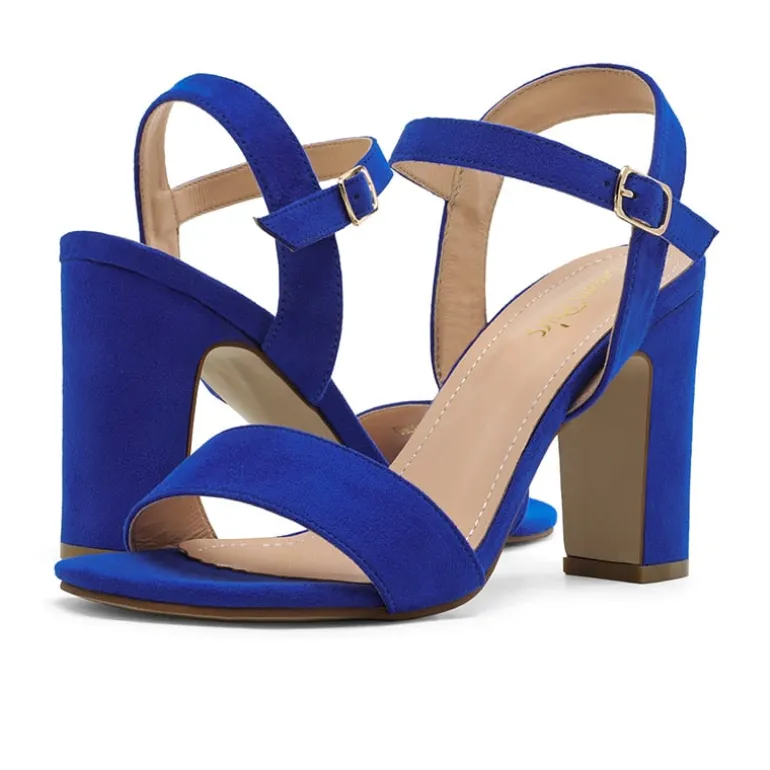 Open Toe Ankle Strap Chunky Heel Sandals