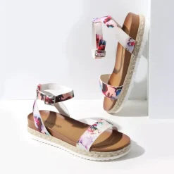 Open Toe Ankle-Strap Espadrille Platform Sandals