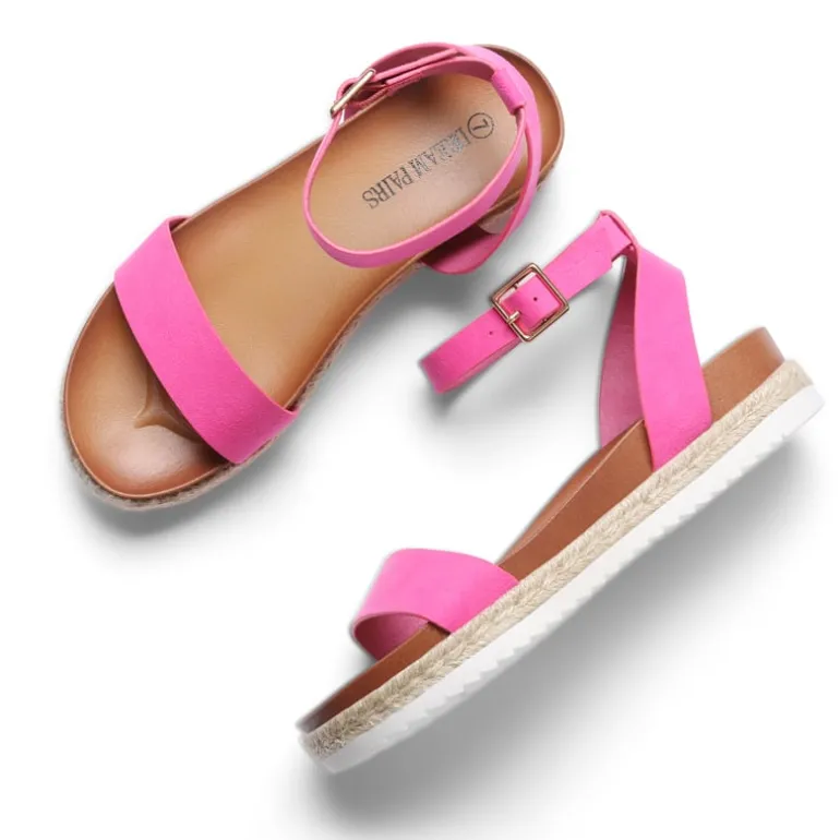 Open Toe Ankle-Strap Espadrille Platform Sandals