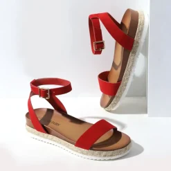 Open Toe Ankle-Strap Espadrille Platform Sandals