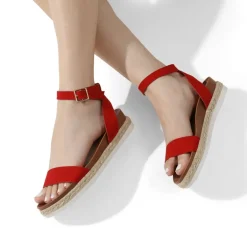 Open Toe Ankle-Strap Espadrille Platform Sandals
