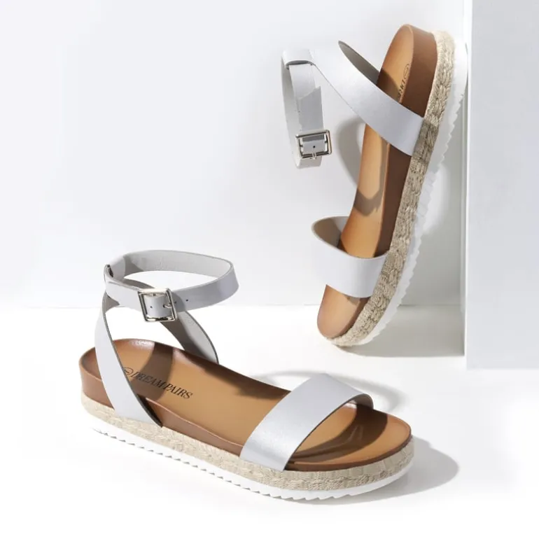 Open Toe Ankle-Strap Espadrille Platform Sandals