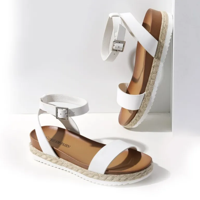 Open Toe Ankle-Strap Espadrille Platform Sandals