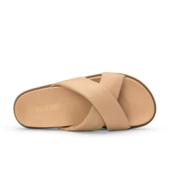 Open Toe Crisscross Slide Flat Sandals