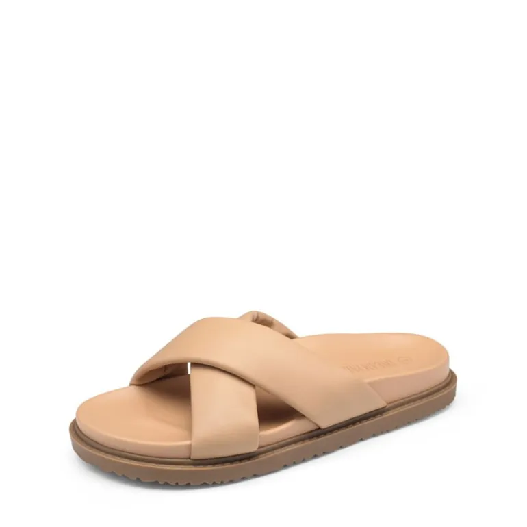 Open Toe Crisscross Slide Flat Sandals