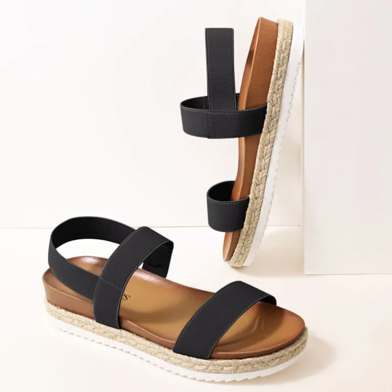 Open Toe Strap Espadrille Platform Sandals