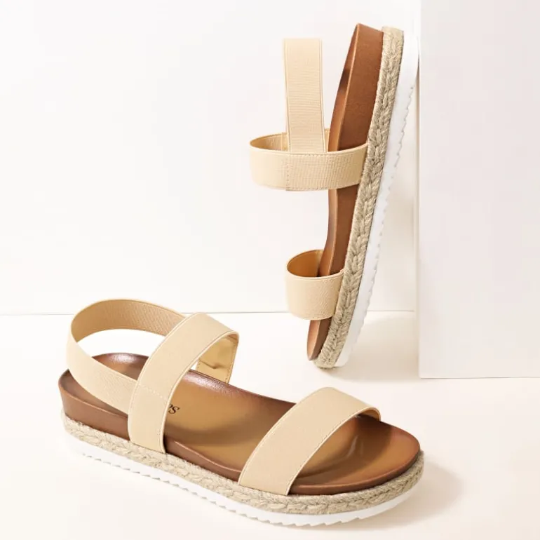 Open Toe Strap Espadrille Platform Sandals