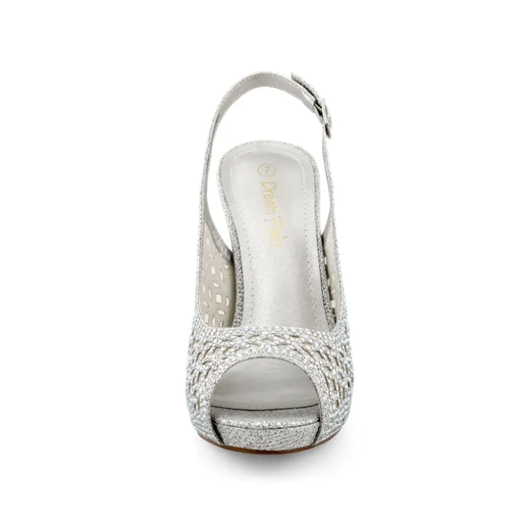 Peep Toe Rhinestone Pumps