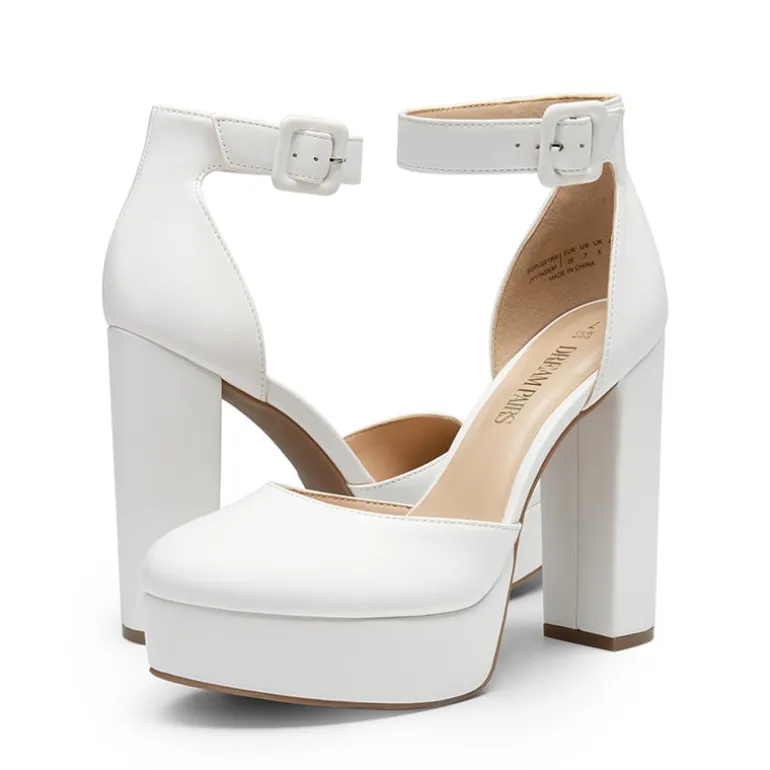 Platform Ankle Strap High Heel Pumps
