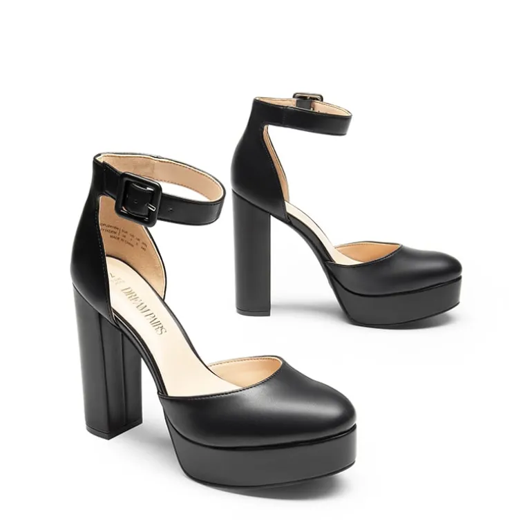 Platform Ankle Strap High Heel Pumps