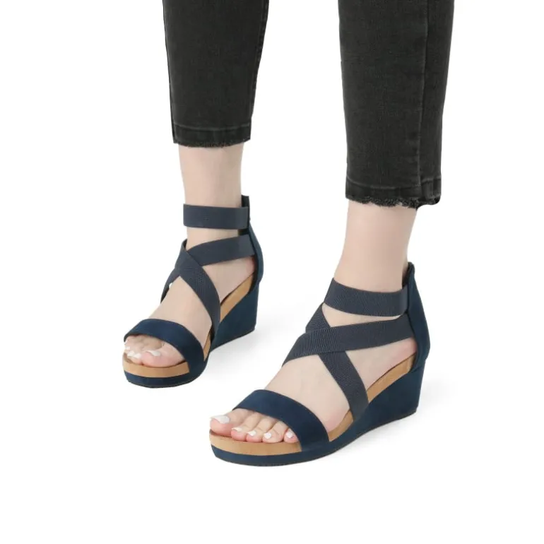 Platform Elastic Wedge Sandals