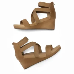 Platform Elastic Wedge Sandals