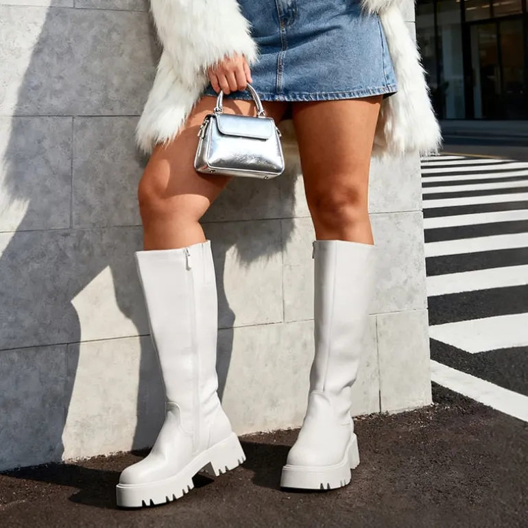 Platform Lug Sole Knee High Boots