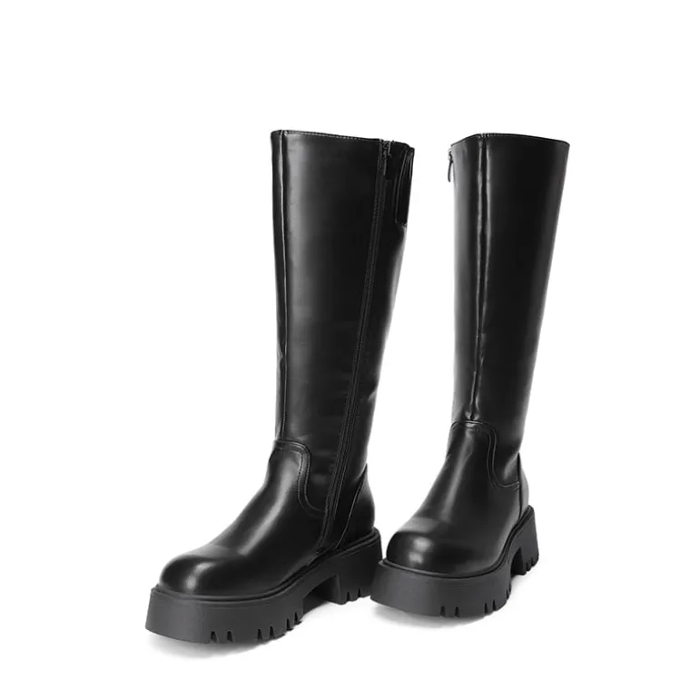 Platform Lug Sole Knee High Boots