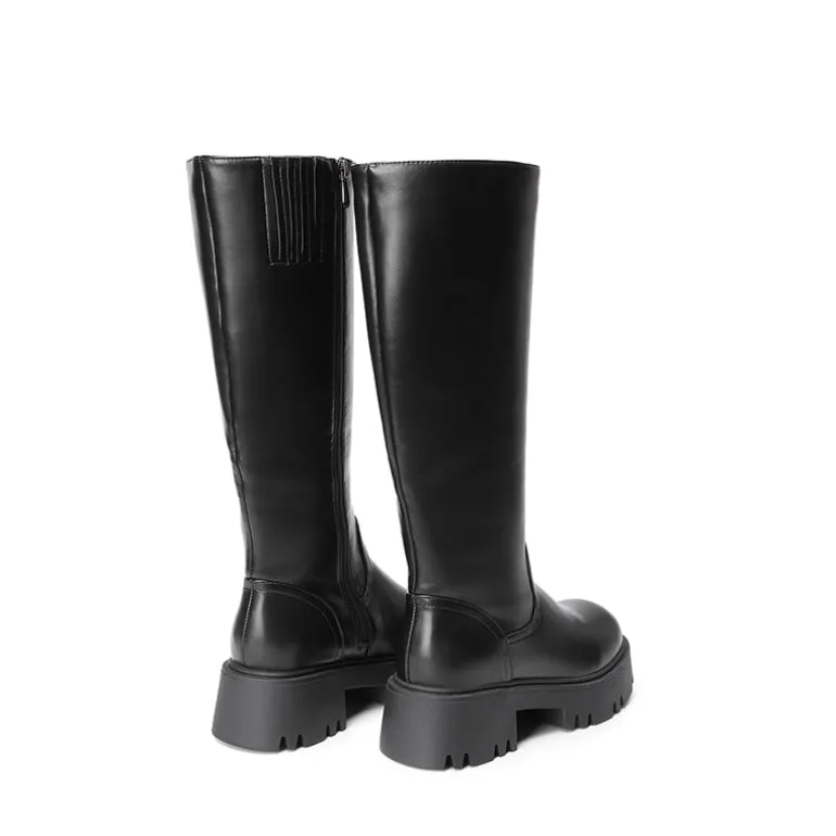 Platform Lug Sole Knee High Boots