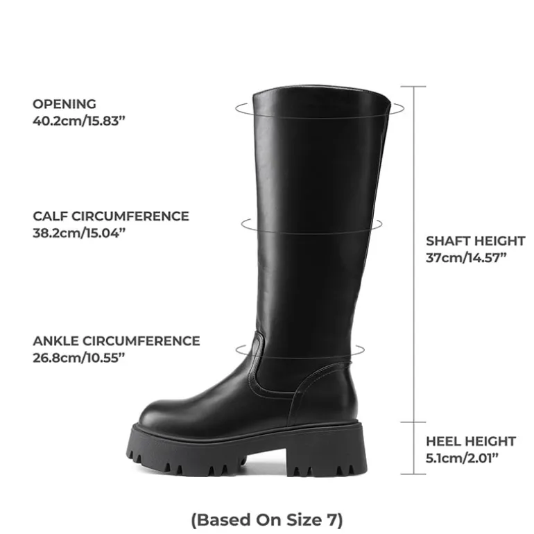 Platform Lug Sole Knee High Boots