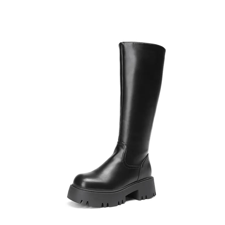 Platform Lug Sole Knee High Boots