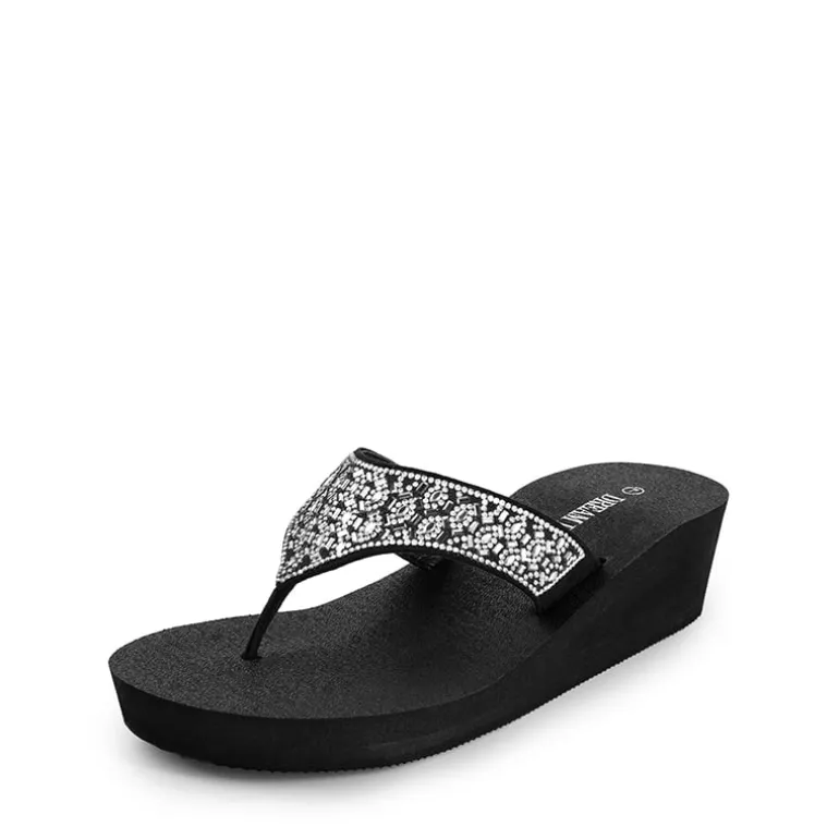 Platform Rhinestone Thong Sandals
