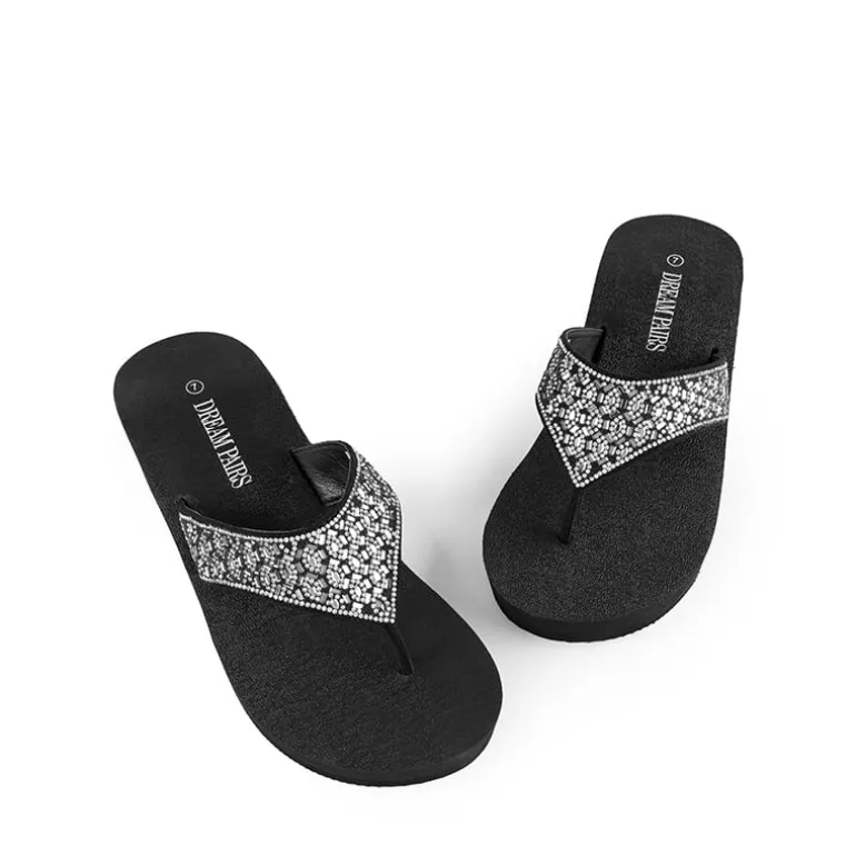 Platform Rhinestone Thong Sandals