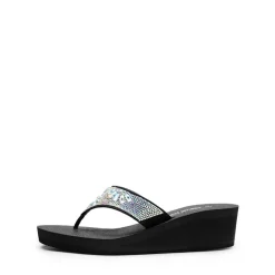 Platform Rhinestone Thong Sandals