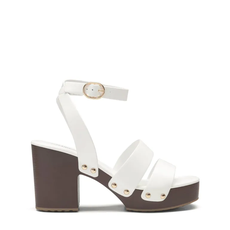 Platform Wood Grain Pattern Heel Sandals