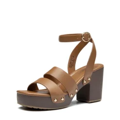 Platform Wood Grain Pattern Heel Sandals