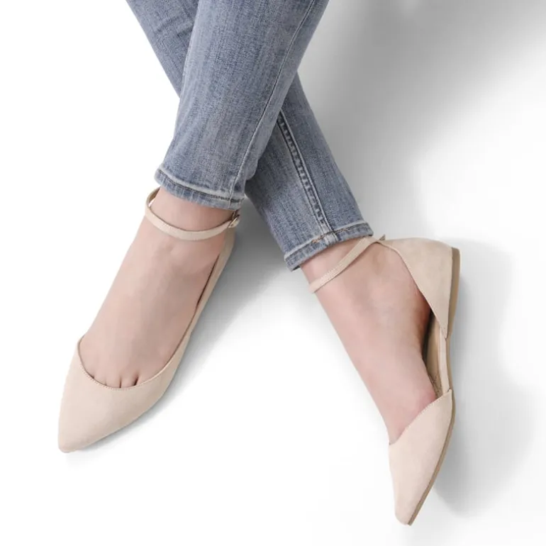 Pointed Toe Ankle Strap Ballet Flats Shoes