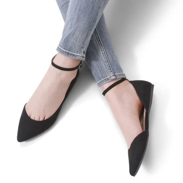 Pointed Toe Ankle Strap Ballet Flats Shoes