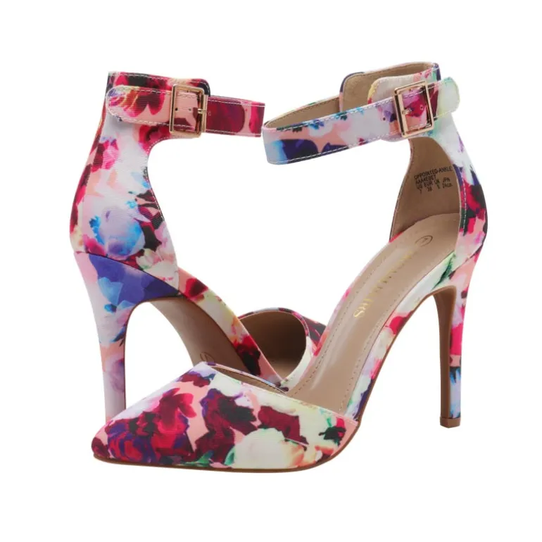 Pointed Toe Ankle Strap Stiletto Pumps