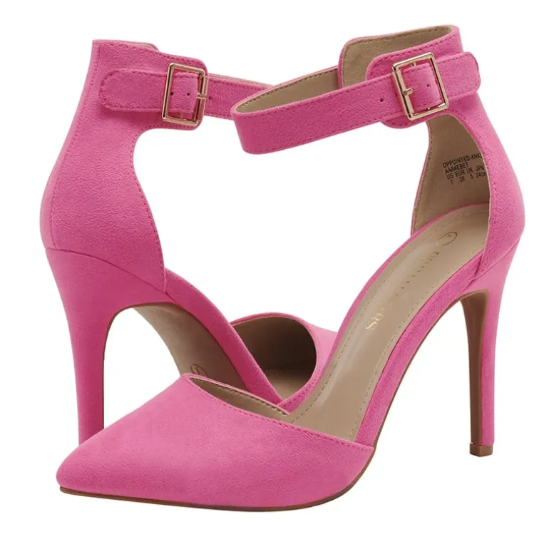 Pointed Toe Ankle Strap Stiletto Pumps
