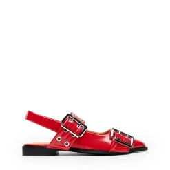 Pointed-toe Buckle Slingback Flats