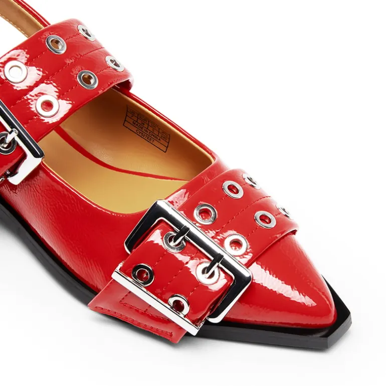 Pointed-toe Buckle Slingback Flats
