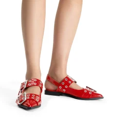 Pointed-toe Buckle Slingback Flats