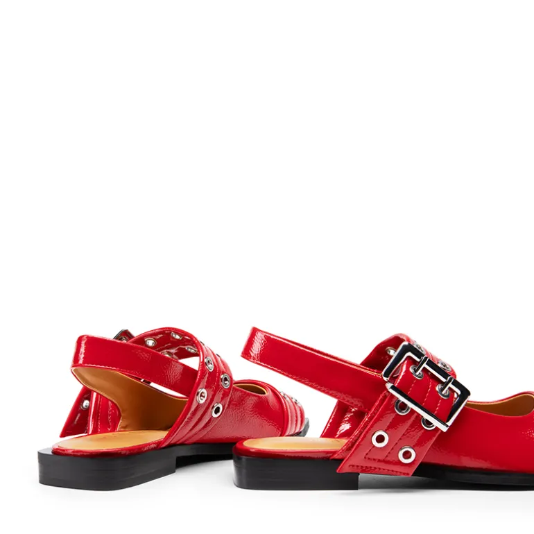 Pointed-toe Buckle Slingback Flats