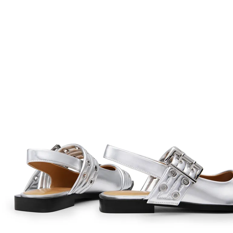 Pointed-toe Buckle Slingback Flats