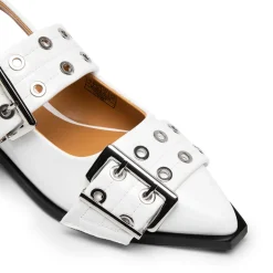 Pointed-toe Buckle Slingback Flats