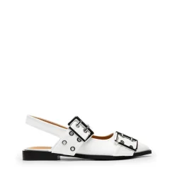 Pointed-toe Buckle Slingback Flats