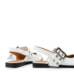 Pointed-toe Buckle Slingback Flats