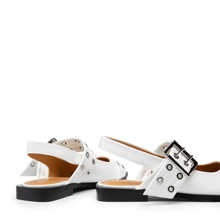 Pointed-toe Buckle Slingback Flats